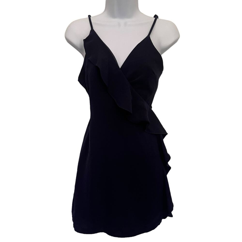 THE IMPECCABLE PIG Tie Wrap Sleeveless Mini Womens Dress Size Small Blue Ruffle